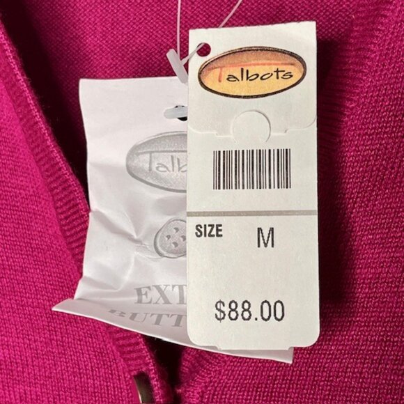 Talbots Silk Blend Notched Neckline Cardigan - Magenta - M - Picture 9 of 9